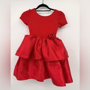 H&M Girls Red Party Dress Puff Sleeve Fit & Flare 6–8Y Holiday